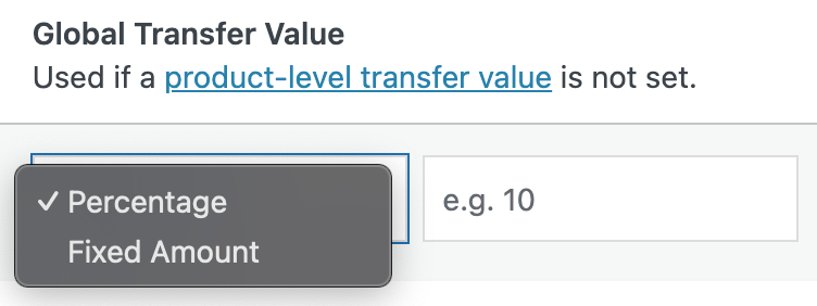 Selecting Percentage vs Fixed Amount