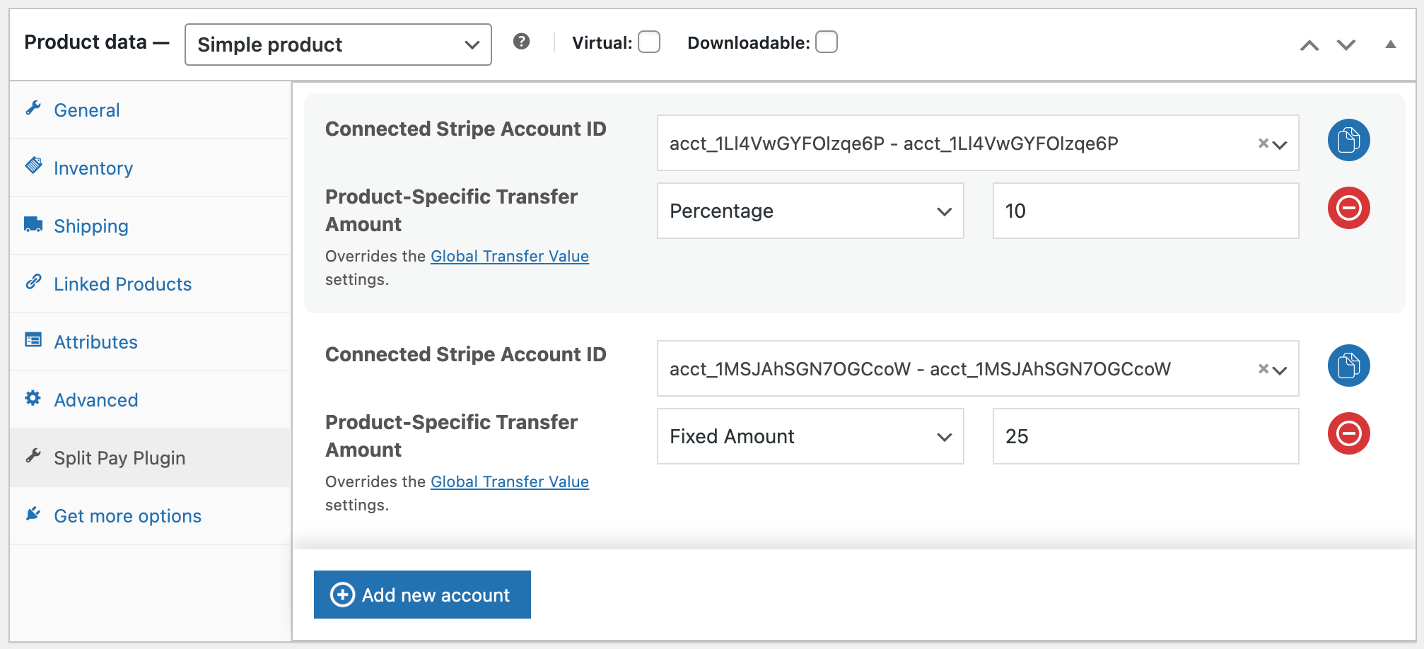 Splitting to Multiple Connected Accounts