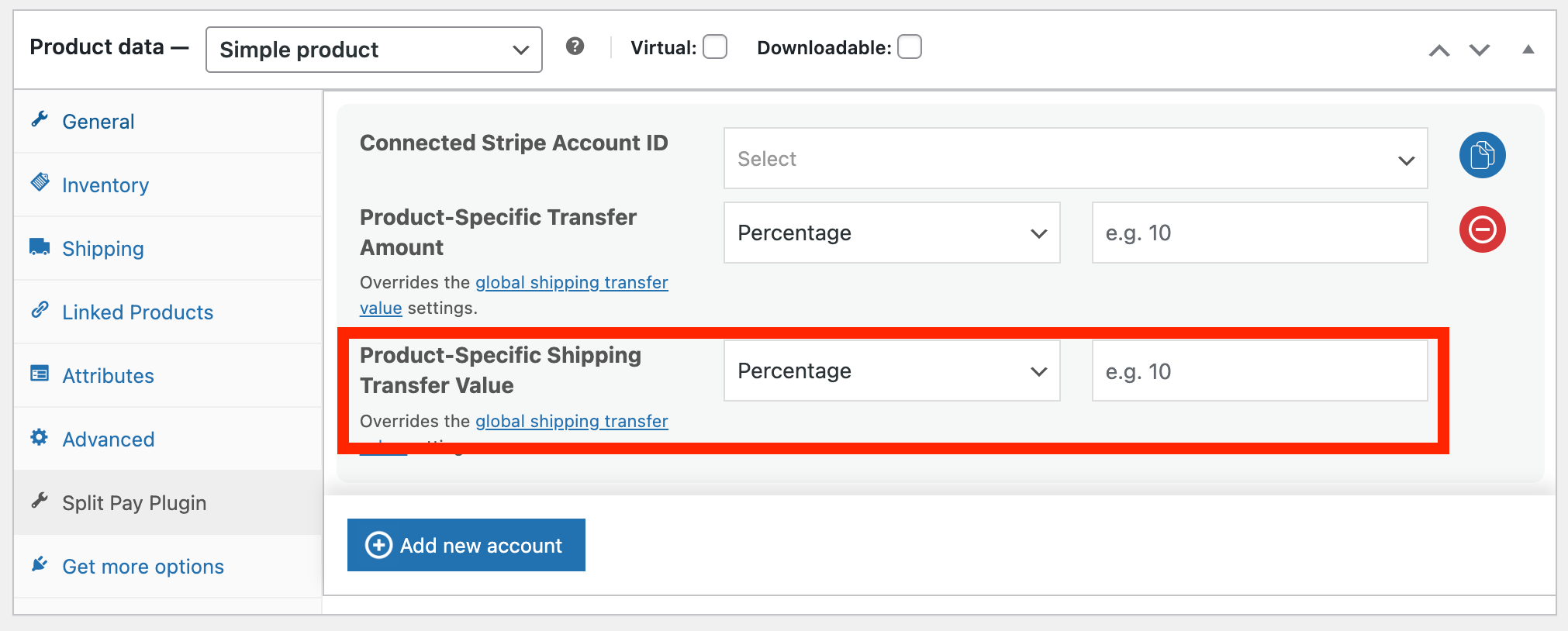 Product-level Shipping Transfer Settings