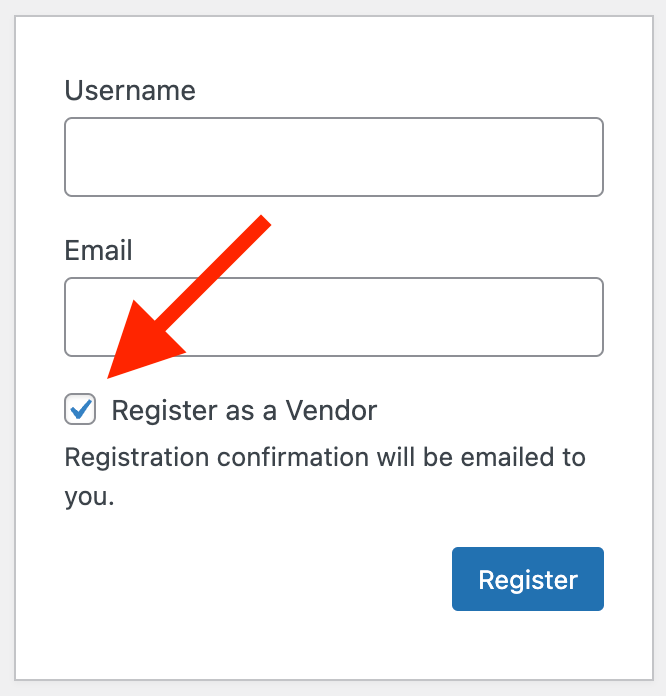 Register as Vendor on WordPress Registration Page