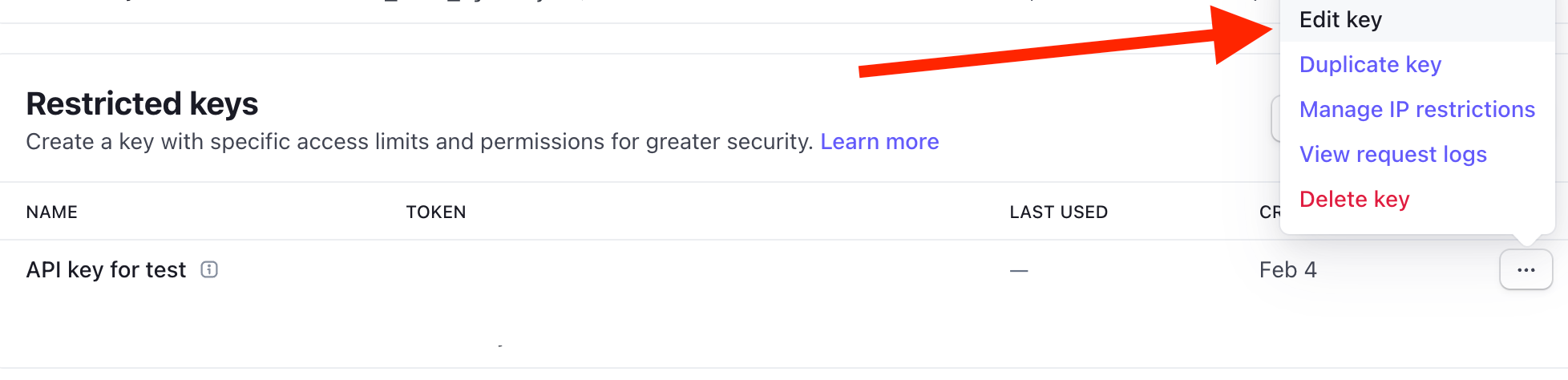 Edit API Key Permissions