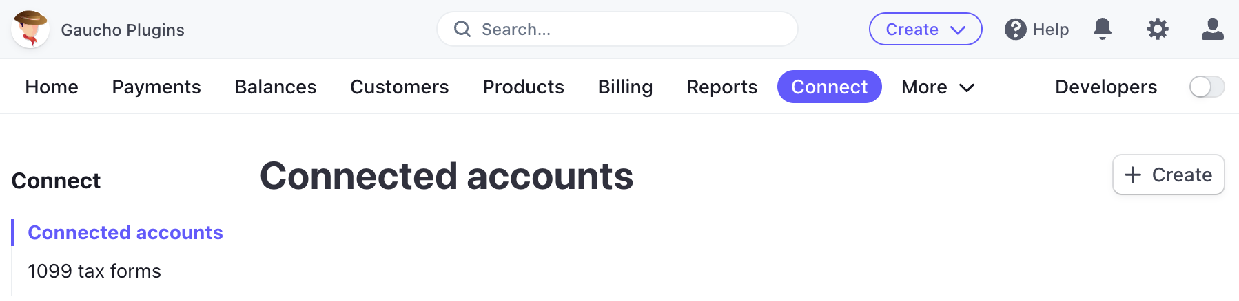 Stripe Dashboard Connect Admin Area