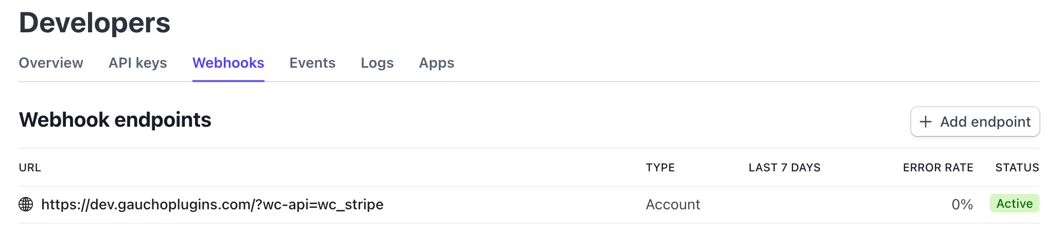 Stripe Webhook Endpoints