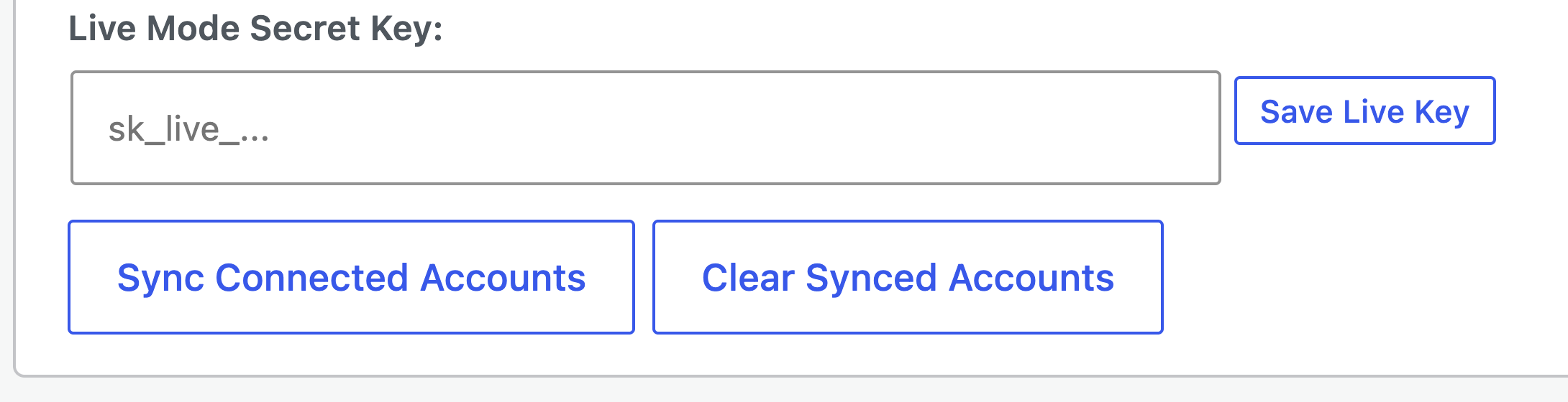 Sync Connected Accounts and Clear Synced Accounts buttons