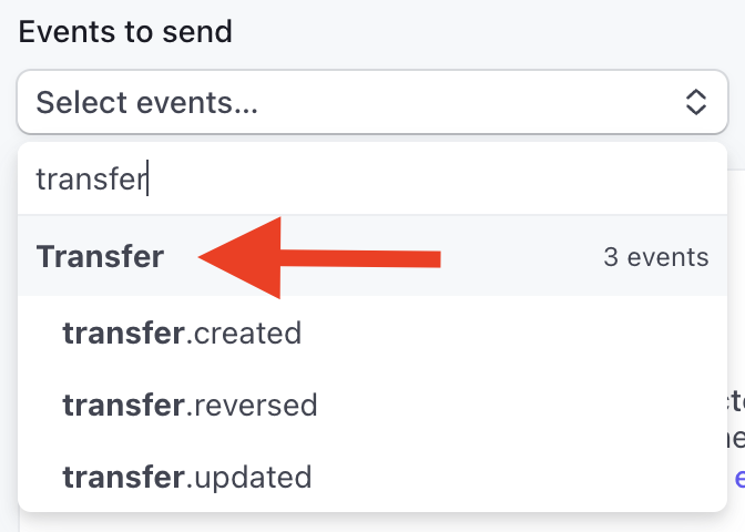 Transfer Events in Stripe Webhook